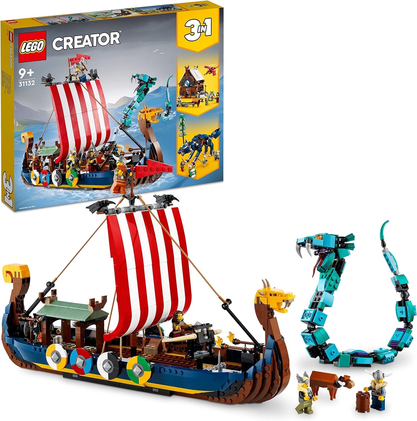 LEGO Creator 3 en 1 31132 Barco Vikingo y Serpiente Midgard