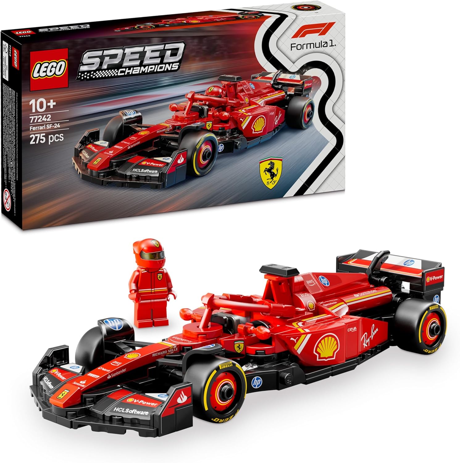 LEGO SPEED CHAMPIONS 77242 Coche de Carreras Ferrari SF-24 F1 - Jordan Bricks