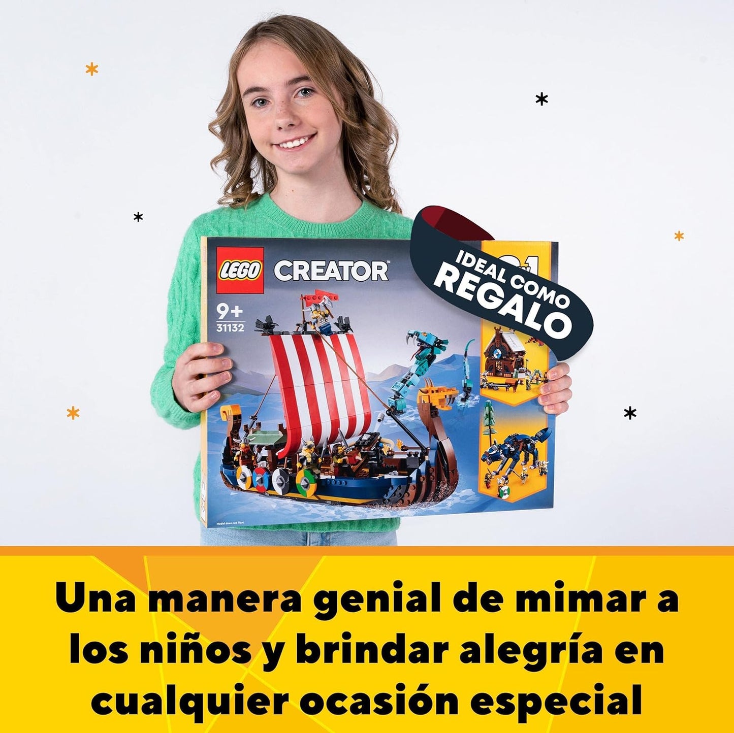 LEGO 31132 Creator 3 en 1 - Barco Vikingo y Serpiente Midgard
